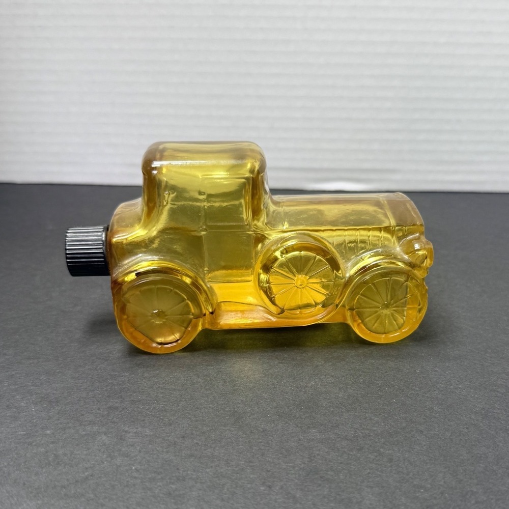Vintage Lander Co Amber‎ Glass Antique Car After Shave Bottle Decanter 5oz NY
